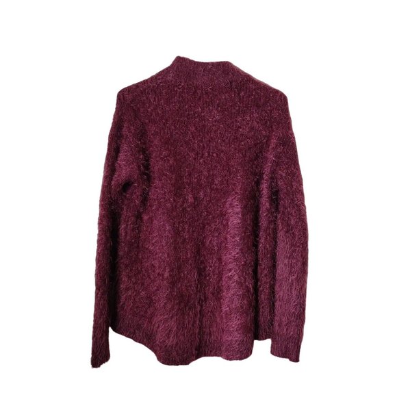 A New Day Sweater Womens XS Merlot Long Sleeve Eyelash Shaggy High Low Hem - Picture 2 of 9